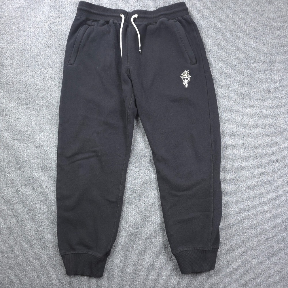 GOAT USA Jogger Sweatpants Mens Large Black Cotton Blend Fleece Athletic Logo